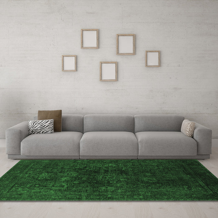 Machine Washable Persian Emerald Green Bohemian Area Rugs in a Living Room,, wshurb2448emgrn