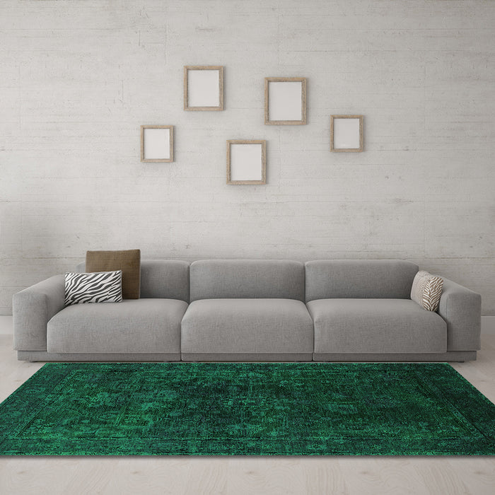 Machine Washable Persian Green Bohemian Area Rugs in a Living Room,, wshurb2448grn