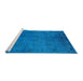 Sideview of Machine Washable Industrial Modern Deep Sky Blue Rug, wshurb2449