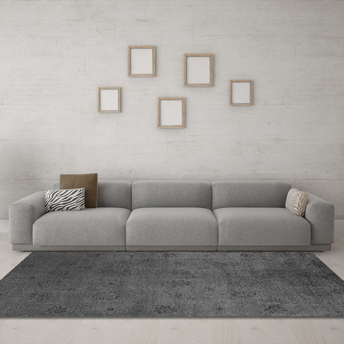 Machine Washable Oriental Gray Industrial Rug in a Living Room,, wshurb2449gry