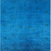 Square Mid-Century Modern Deep Sky Blue Oriental Rug, urb2449