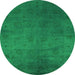 Round Oriental Green Industrial Rug, urb2449grn