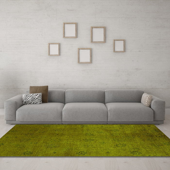 Machine Washable Oriental Yellow Industrial Rug in a Living Room, wshurb2449yw