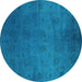 Round Oriental Turquoise Industrial Rug, urb2449turq