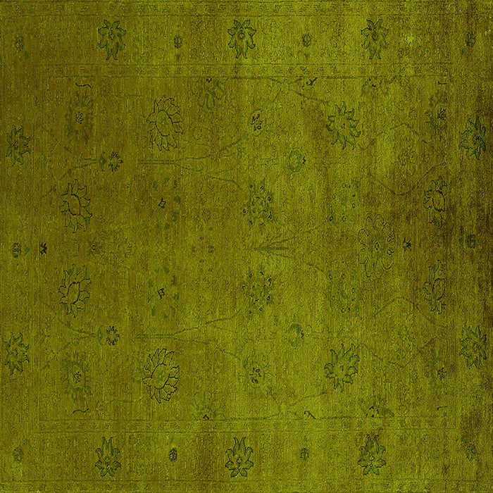 Square Machine Washable Oriental Yellow Industrial Rug, wshurb2449yw