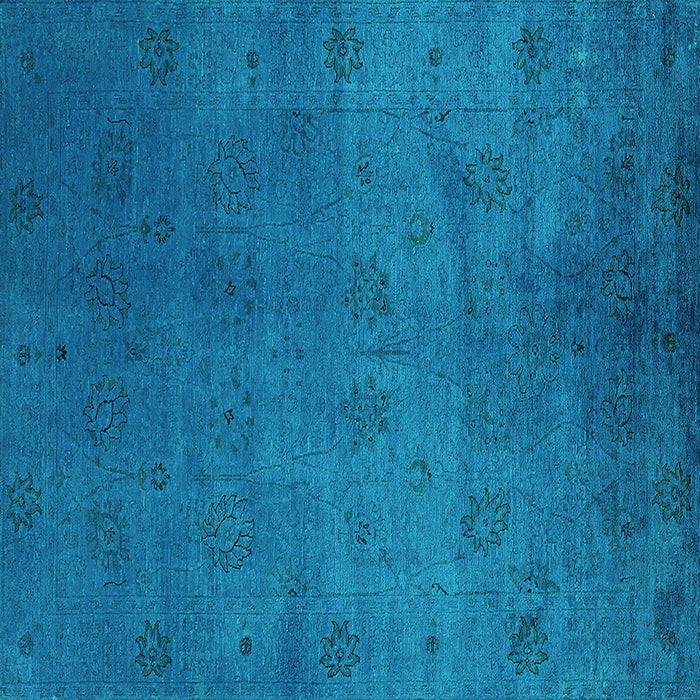 Square Machine Washable Oriental Turquoise Industrial Area Rugs, wshurb2449turq