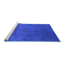 Sideview of Machine Washable Oriental Blue Industrial Rug, wshurb2449blu