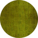 Round Oriental Yellow Industrial Rug, urb2449yw