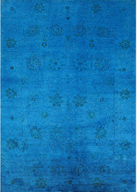 Machine Washable Industrial Modern Deep Sky Blue Rug, wshurb2449