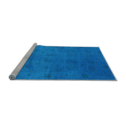 Sideview of Machine Washable Oriental Light Blue Industrial Rug, wshurb2449lblu