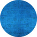 Round Oriental Light Blue Industrial Rug, urb2449lblu