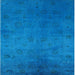 Square Machine Washable Industrial Modern Deep Sky Blue Rug, wshurb2449