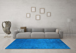 Machine Washable Oriental Light Blue Industrial Rug in a Living Room, wshurb2449lblu