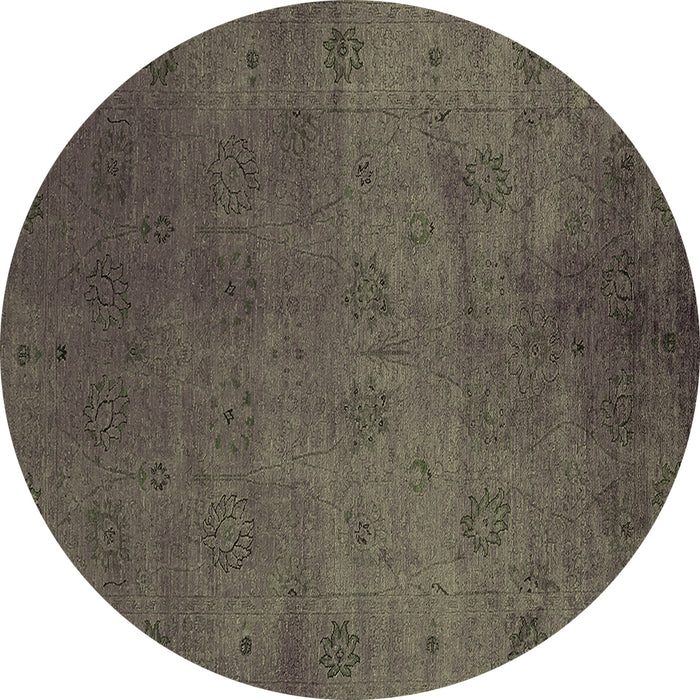 Round Machine Washable Oriental Brown Industrial Rug, wshurb2449brn