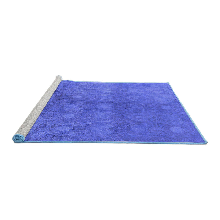 Sideview of Machine Washable Oriental Blue Industrial Rug, wshurb2450blu