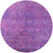 Round Machine Washable Industrial Modern Purple Rug, wshurb2450