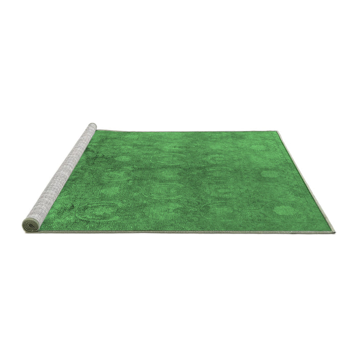 Sideview of Machine Washable Oriental Emerald Green Industrial Area Rugs, wshurb2450emgrn