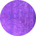 Round Machine Washable Oriental Purple Industrial Area Rugs, wshurb2450pur