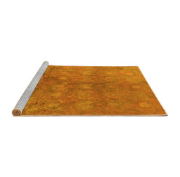 Sideview of Machine Washable Oriental Yellow Industrial Rug, wshurb2450yw