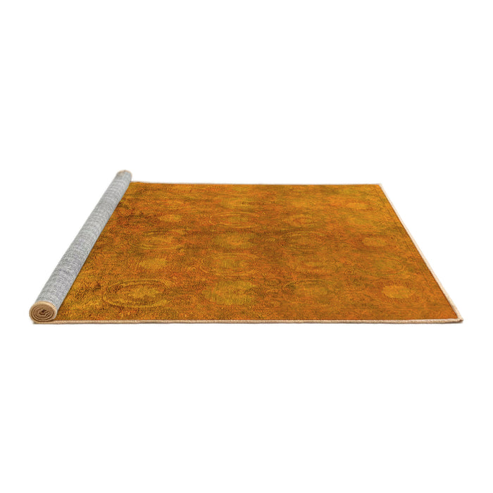Sideview of Machine Washable Oriental Yellow Industrial Rug, wshurb2450yw