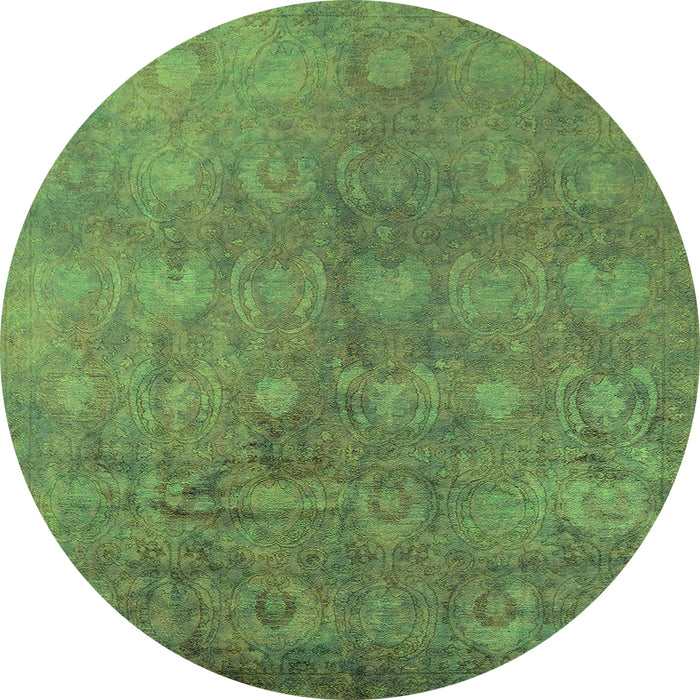 Round Oriental Green Industrial Rug, urb2450grn