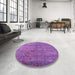 Round Mid-Century Modern Purple Oriental Rug in a Office, urb2450