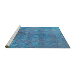 Sideview of Machine Washable Oriental Turquoise Industrial Area Rugs, wshurb2450turq