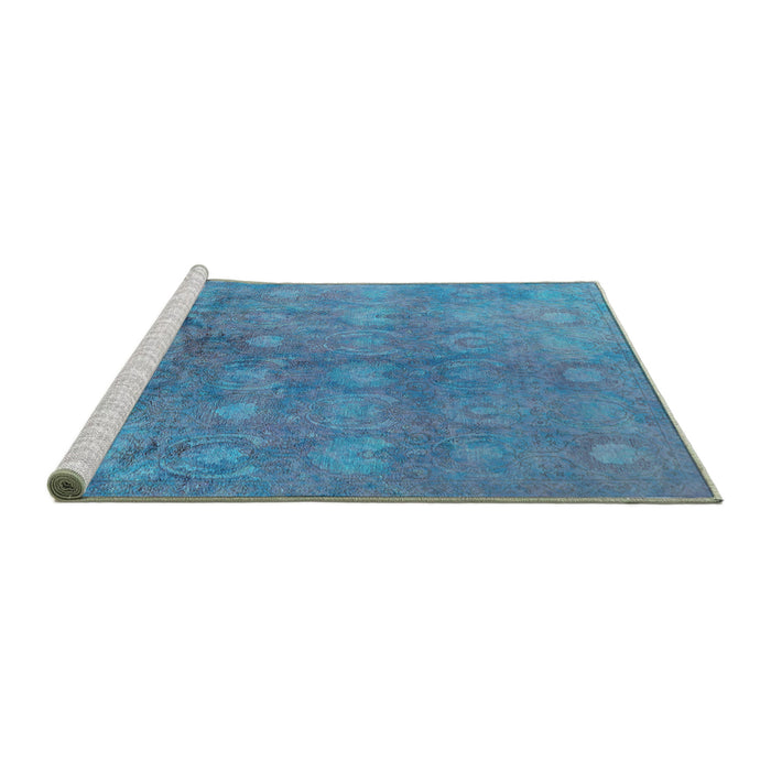 Sideview of Machine Washable Oriental Turquoise Industrial Area Rugs, wshurb2450turq