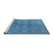 Sideview of Machine Washable Oriental Turquoise Industrial Area Rugs, wshurb2450turq