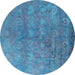 Round Oriental Turquoise Industrial Rug, urb2450turq