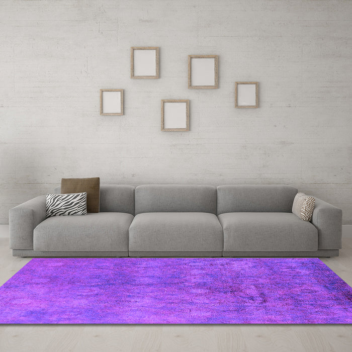 Machine Washable Oriental Purple Industrial Area Rugs in a Living Room, wshurb2450pur