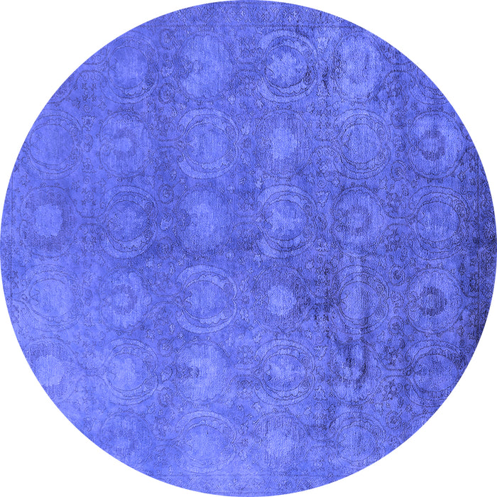 Round Oriental Blue Industrial Rug, urb2450blu