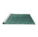 Sideview of Machine Washable Industrial Modern Sea Green Rug, wshurb2451