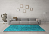 Machine Washable Oriental Light Blue Industrial Rug, wshurb2451lblu