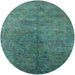 Round Mid-Century Modern Sea Green Oriental Rug, urb2451