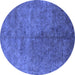 Round Oriental Blue Industrial Rug, urb2451blu