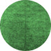 Round Oriental Emerald Green Industrial Rug, urb2451emgrn