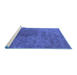 Sideview of Machine Washable Oriental Blue Industrial Rug, wshurb2451blu