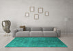 Machine Washable Oriental Turquoise Industrial Area Rugs in a Living Room,, wshurb2451turq