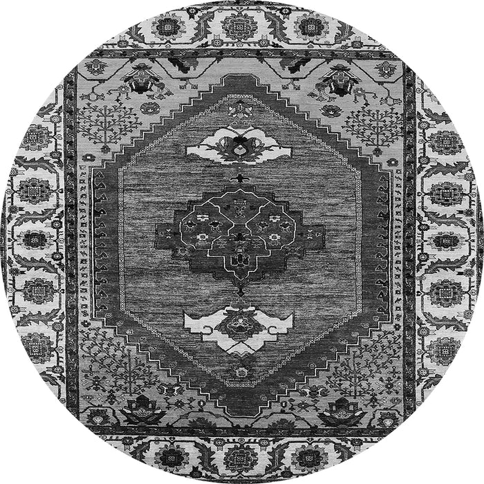 Round Oriental Gray Industrial Rug, urb2452gry