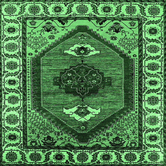 Square Oriental Emerald Green Industrial Rug, urb2452emgrn
