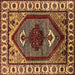 Square Machine Washable Oriental Brown Industrial Rug, wshurb2452brn