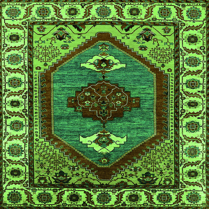 Square Oriental Green Industrial Rug, urb2452grn