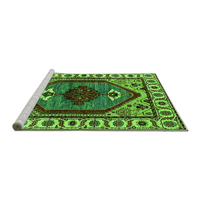 Sideview of Machine Washable Oriental Green Industrial Area Rugs, wshurb2452grn