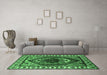 Machine Washable Oriental Emerald Green Industrial Area Rugs in a Living Room,, wshurb2452emgrn