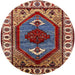 Round Mid-Century Modern Camel Brown Oriental Rug, urb2452