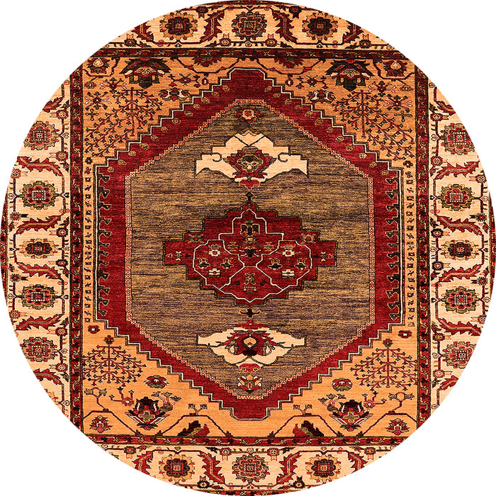 Round Oriental Orange Industrial Rug, urb2452org