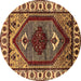 Round Oriental Brown Industrial Rug, urb2452brn