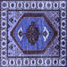 Square Machine Washable Oriental Blue Industrial Rug, wshurb2452blu