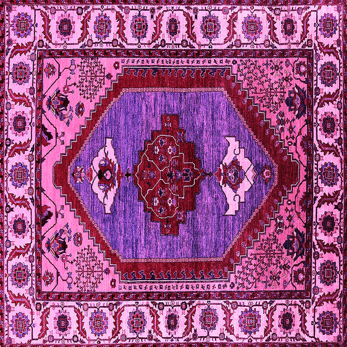 Square Machine Washable Oriental Pink Industrial Rug, wshurb2452pnk